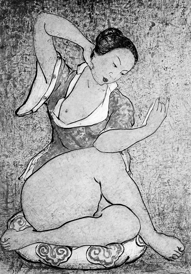 潘玉良水墨画«读书女子»,画于1954年.jpg 潘玉良水墨画«读书女子»,画于1954年.jpg