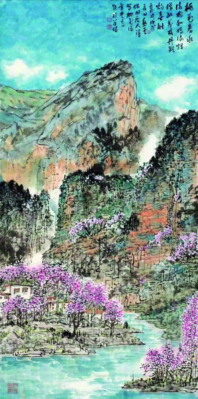 《桃花春水》69cmx138cm    张热云  作.jpg