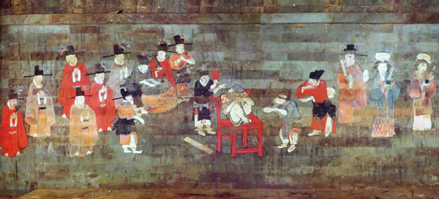 图1 陕西韩城盘乐村M218北宋墓西壁壁画,纵86厘米,横245.jpg 图1 陕西韩城盘乐村M218北宋墓西壁壁画,纵86厘米,横245.jpg