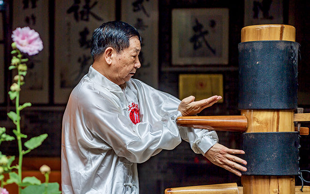 深井古祠堂,咏春拳传人现场教拳。 陆明杰 摄.jpg